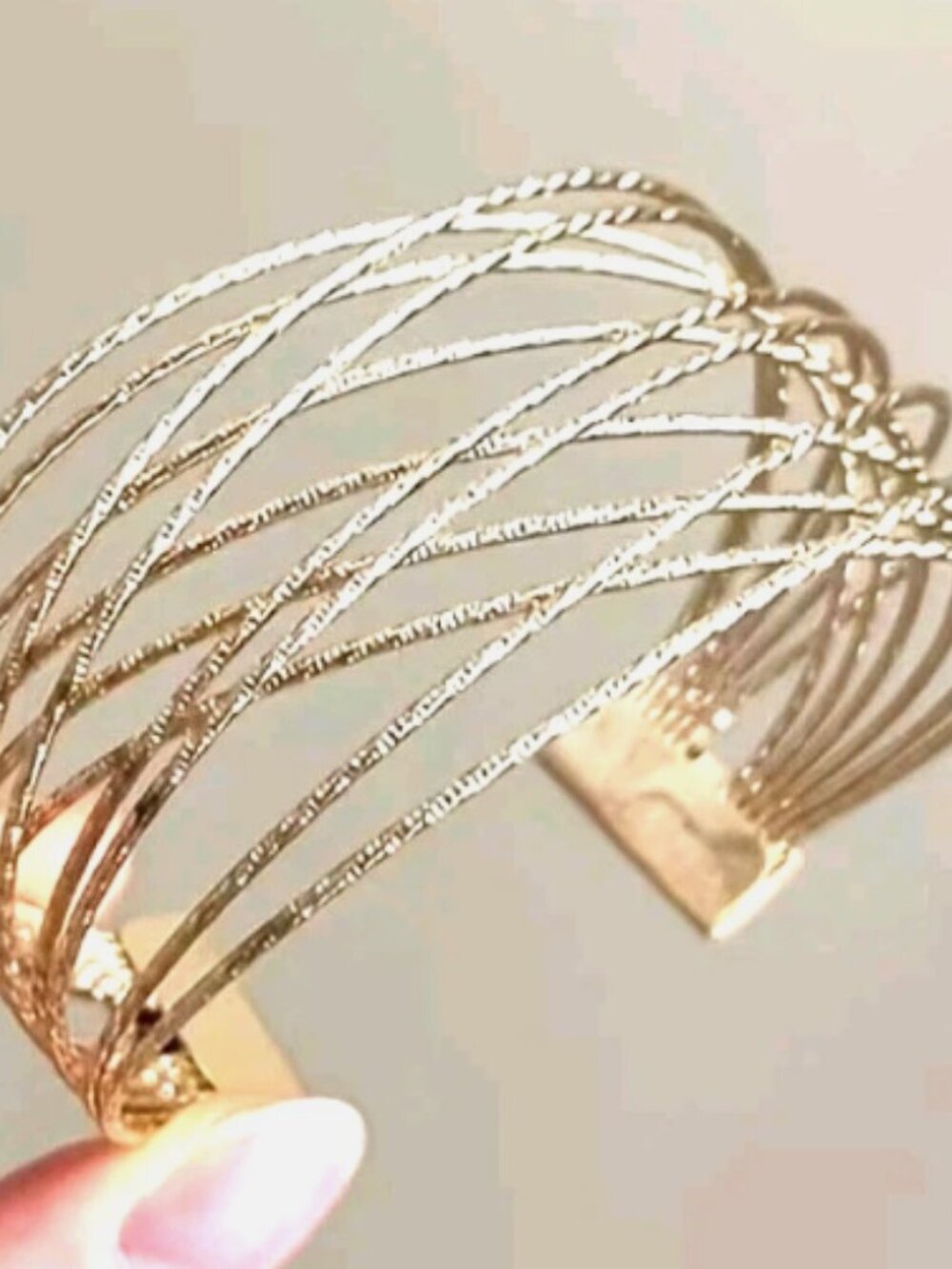 Open Gold Tone Cuff Wire Bracelet Minimalist Adjustable Fashion Jewelry